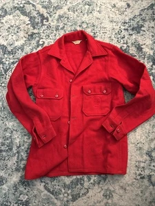 VTG 50s BSA Boy Scouts Red Wool Camp Jacshirt Shirt Bakelite Button Jacket M 40  - Picture 1 of 3