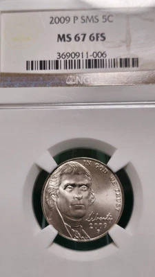 2009 P Jefferson Nickel 5c SMS MS67 6FS Satin Finish - Image 1 of 4