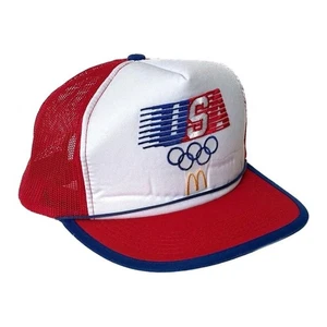 De colección Años 80 McDonalds Juegos Olímpicos de Estados Unidos De Colección Snapback Camionero Sombrero EE. UU. - Imagen 1 de 5