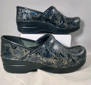 Dansko Professional Clogs Size 37 / US 6.5-7 Floral Metallic Iridescent Nursing - Picture 1 of 8
