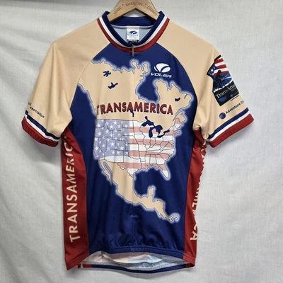 Volver Transamerica Trail Cycling Jersey Size Large America Flag Map USA Bicycle - Image 1 of 3