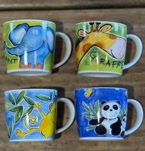 MINI-TAZA SAN DIEGO Wild Animal Park ~ Juego de 4 ~ Cerámica MULTICOLOR 2” de alto nuevo sin usar - Imagen 1 de 20