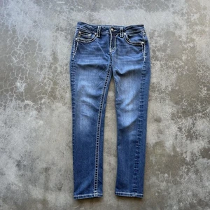 Miss Me Jeans Womens 29 Blue Signature Skinny Contrast Stitch Flap Pockets - Picture 1 of 13
