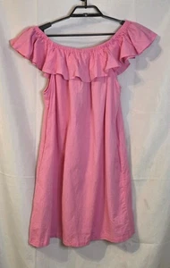 Charlie Paiges Pink linen Off Shoulder Ruffle Shift Dress Size L/LX Pockets NWT - Picture 1 of 4