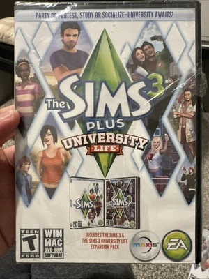 Factory Sealed: The Sims 3 Plus University Life Expansion Pack 2013 WIN MAC NIB - Image 1 of 2