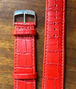 Crocodile Grain Red Leather Watch Band Strap - Watch Band From Fiammanti Milan. - Picture 1 of 7