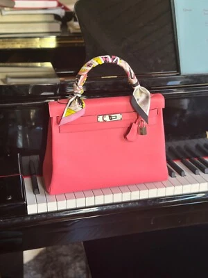 Hermes Kelly 32, azalea rosa, Evercolor. Hermoso bolso nuevo Foto 1 de 4