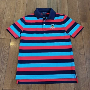 Boys Polo Ralph Lauren Golf Shirt 2016 US Open Oakmont Red Blue Stripe L (14/16) - Picture 1 of 9