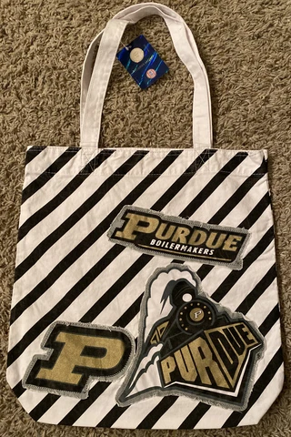 Purdue Boilermakers Cloth Rugged Tote Bag Purse Boilers 14”x15” NWT Cover