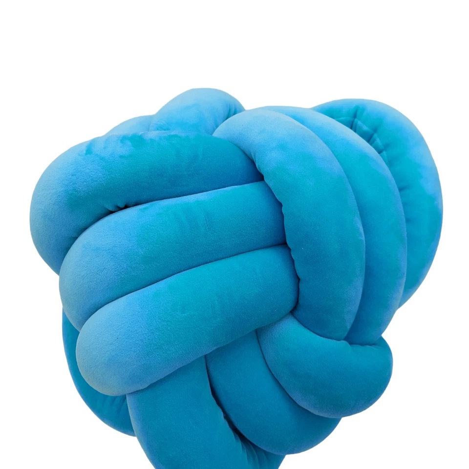 Knot Pillow Round Ball Blue Plush Stuffed  - Image 1 of 4