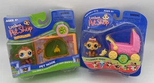 Littlest Pet Shop PET NOOK #351 MONKEY & 216 green eye monkey with stroller - Picture 1 of 2