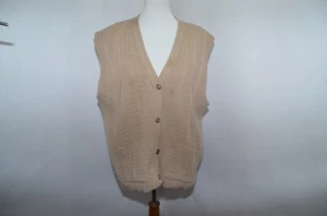 VTG Carriage Court Cable Knit Beige Button Down Sweater Vest USA Made Womens M - Picture 1 of 11