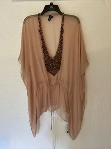 Top Bebebe Mauve medio trasparente perline anteriore e collo con stringa da disegno talk - Foto 1 di 11