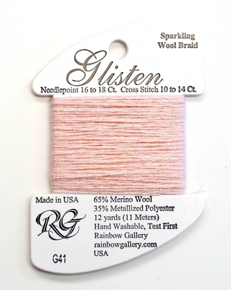 GLISTEN Sparkling Braid #41 Barely Pink Needlepoint Thread by Rainbow Gallery - Image 1 of 1