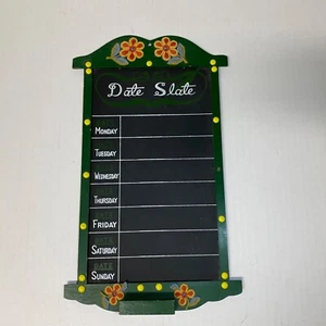 Vintage Folk Art Chalkboard Weekly Calendar Hanging Wood Frame Message Board - Picture 1 of 10