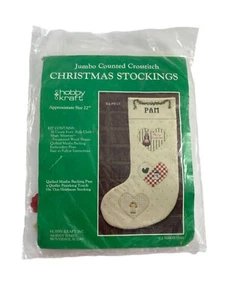 Hobby Kraft Kit 5021 Jumbo Counted Crosstitch Christmas Stocking Snowman Angel - Picture 1 of 5