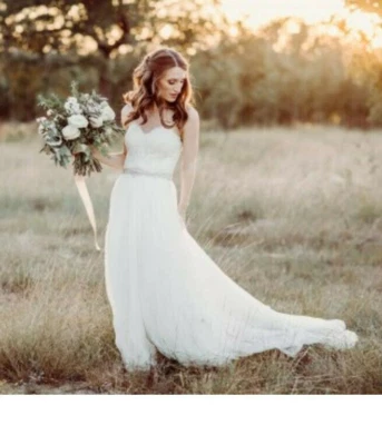 Vestido de noiva Watters Brides 8-10 marfim linha A fita de tule de renda Karington 9080B - Imagem 1 de 4