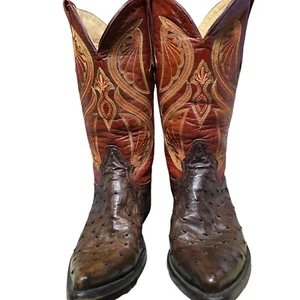 EUC! CUADRA Mens Brown Boots Western Ostrich Leather Size 8 - Picture 1 of 9