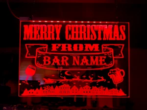 Männerhöhle Weihnachten LED Bar Schild personalisiert Garten Neon Geschenk Kneipe Geschenk - Bild 1 von 7