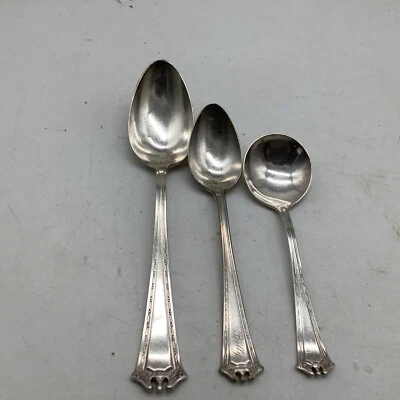 3 Spoons Silverplate 1847 Rogers Continental Teaspoon Soup Tablespoon “Billy” - Image 1 of 4