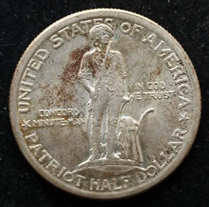 KAPPYSCOINS Gh030 1775 1925 AU LEXINGTON CONCORD MINUTEMAN SILVER HALF DOLLAR - Picture 1 of 2