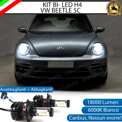 KIT LED H4 6000K VW BEETLE 5C 18000 LUMEN CANBUS MAGGIOLINO 100% NO ERRORE - Immagine 1 di 4