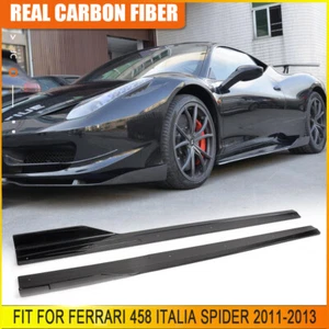 Labio de extensión de faldones laterales de fibra de carbono real para Ferrari 458 Italia Spider 11-13 - Imagen 1 de 10