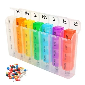 Weekly Pill Box Organizer 7 Day Organizer Case Pop Up Medicine Storage Container - Picture 1 of 12