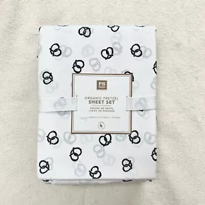 Pottery Barn Teen Twin XL Pretzel Organic sheet set White Faded Black - Picture 1 of 5