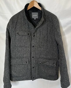 Bonobos X MOON Wool Jacket Herringbone Gray M Size Bomber Quilted Luxury Fabric - Picture 1 of 14
