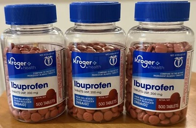 (3x) SEALED 500 ct. 200 mg Each Kroger HEALTH IBUPROFEN TABS Exp 3/26 FAST SHIP - Image 1 of 4