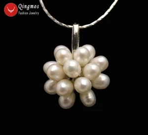 20mm Flower Natural White Pearl Pendant Necklace for Women Jewelry Chokers 17" - Picture 1 of 17