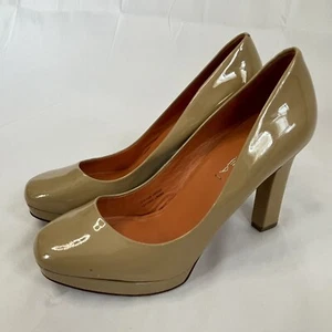 Tacones de zapatos de plataforma de cuero mate de color desnudo Via Spiga talla 7,5 - Imagen 1 de 13
