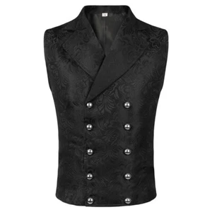 Gilet sartoriale formale gotico steampunk vittoriano cosplay uomo broccato - Foto 1 di 6