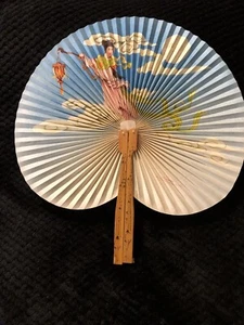 Vintage People's Republic of China  Paper + Wood  Folding Hand Fan. - Picture 1 of 9