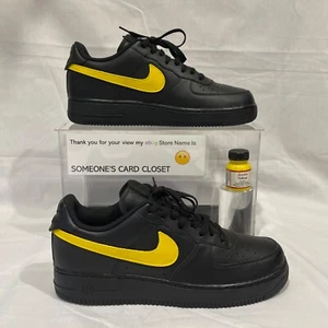 Nike Air Force 1 Low Black (Yellow Custom Painted Swoosh) SC-#82B - Picture 1 of 7