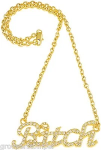 Nuevo Collar Bitch Colgante Cristal Estrás con Cadena de Eslabones de 18 3/4 pulgadas de Largo - Imagen 1 de 9