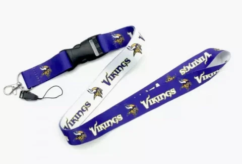 Minnesota Vikings Detachable Team Logo Quality Lanyard Keychain NFL 2 Tone Cover