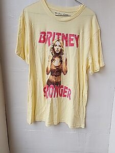 New Britney Spears Womens Yellow Graphic T-Shirt Britney Stronger Plus Size 1X