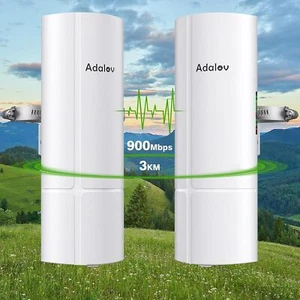 Adalov 5.8G 1000Mbps Outdoor Wireless Bridge 3KM Long Range WiFi Range Extender - Picture 1 of 10