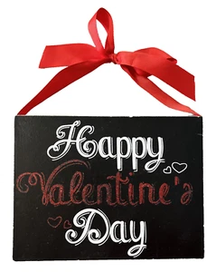 Nuevo letrero colgante de pared Happy San Valentín 8""W x 6""H x 1,5""D negro, rojo, blanco - Imagen 1 de 2