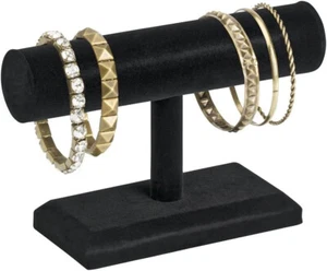 "Lote de 4 pantallas de pulsera de barra en T de un solo nivel joyas de terciopelo negro 1/4"" x 5""" - Imagen 1 de 3
