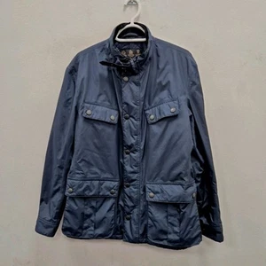 Barbour Grampian Waterproof Breathable Navy Country Biker Coat Jacket Medium - Picture 1 of 9