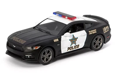 KINSMART AUTO DIE CAST FORD MUSTANG GT  2015 POLICE   12,5 cm  A RETROCARICA - Immagine 1 di 2