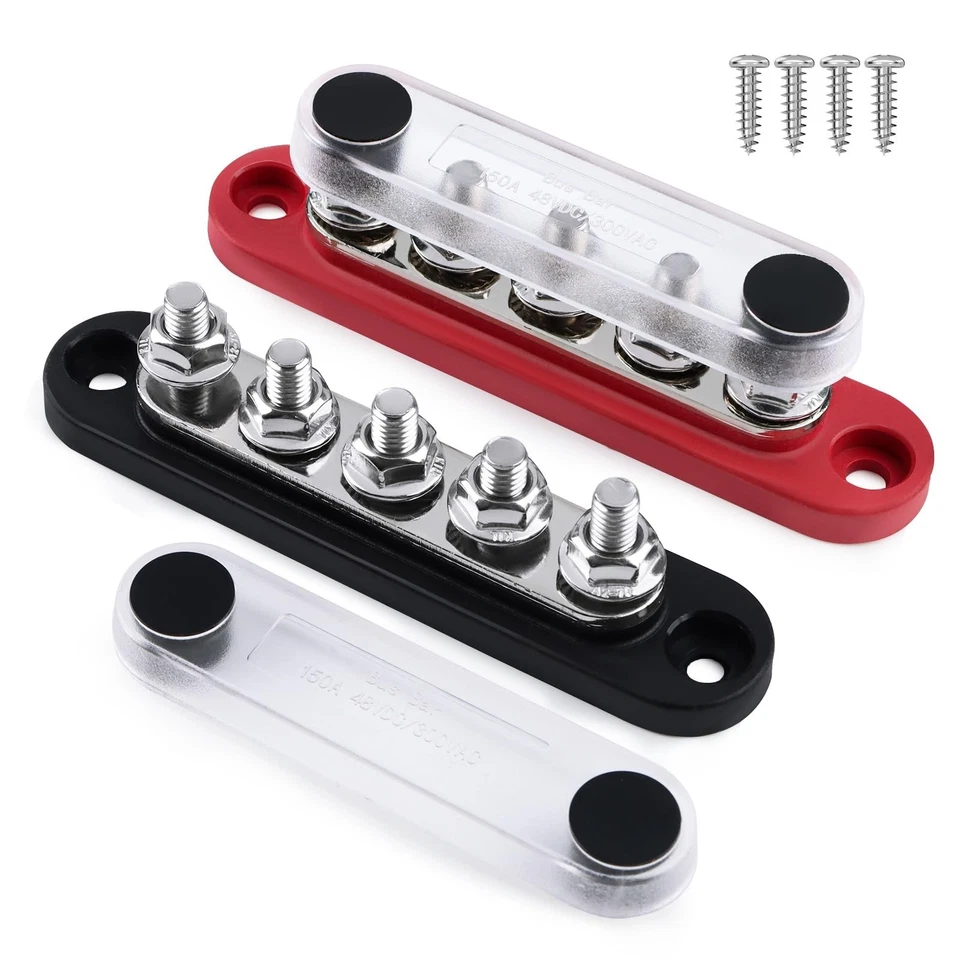 150A Power Distribution Bus Bar 12V 5 Terminals, 48V DC/300V AC for Car/Boat - Image 1 of 4