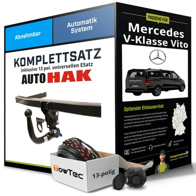 Für MERCEDES V Vito Typ W447 Anhängerkupplung abnehmbar +eSatz 13pol uni 14- Kit - Bild 1 von 4