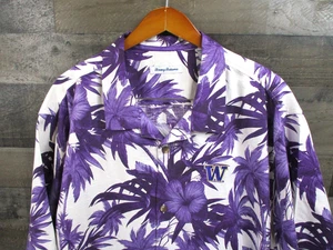 Washington Huskies Tommy Bahama Shirt Mens 3XL Purple Hawaiian Floral Silk NCAA - Picture 1 of 11