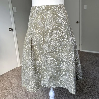 GAP Paisley Print Olive Green Women's Medium Skirt - Image 1 of 4