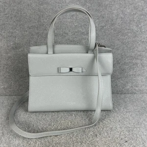 Ted Baker Leather Bag Grey Medium Large Double Handles Shoulder Strap Handbag - Picture 1 of 19