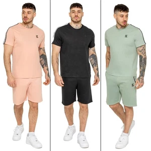 Kruze Herren Trainingsanzug Set Rundhals Tape T-Shirt Freizeit Fleece Shorts Anzug - Bild 1 von 22